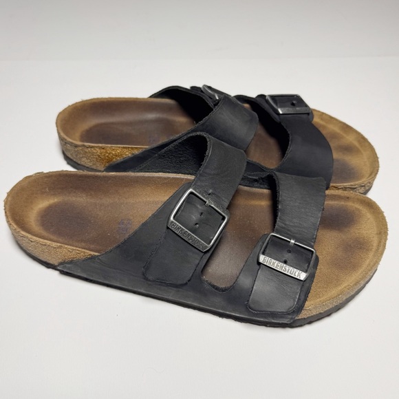 Birkenstock Arizona Black Leather Sandals - Picture 3 of 7
